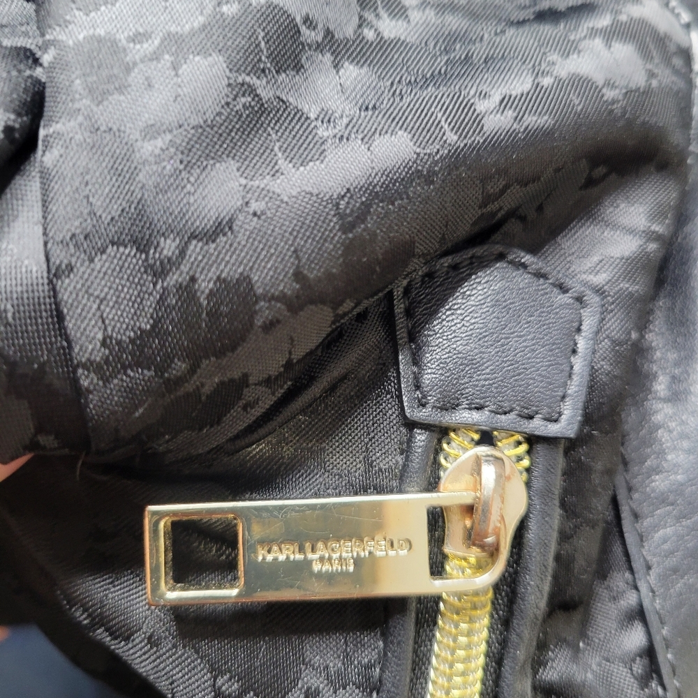 Karl Lagerfeld Paris Devon Hobo Bag Black With Tassels & Gold Hardware Purse - Picture 13 of 16
